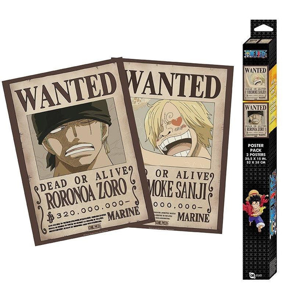 זוג פוסטרים זורו וסנג'י מבוקשים וואן פיס | Wanted Wanted Zoro And Sanji One Piece Poster Set | פוסטרים | פלאנט איקס | Planet X