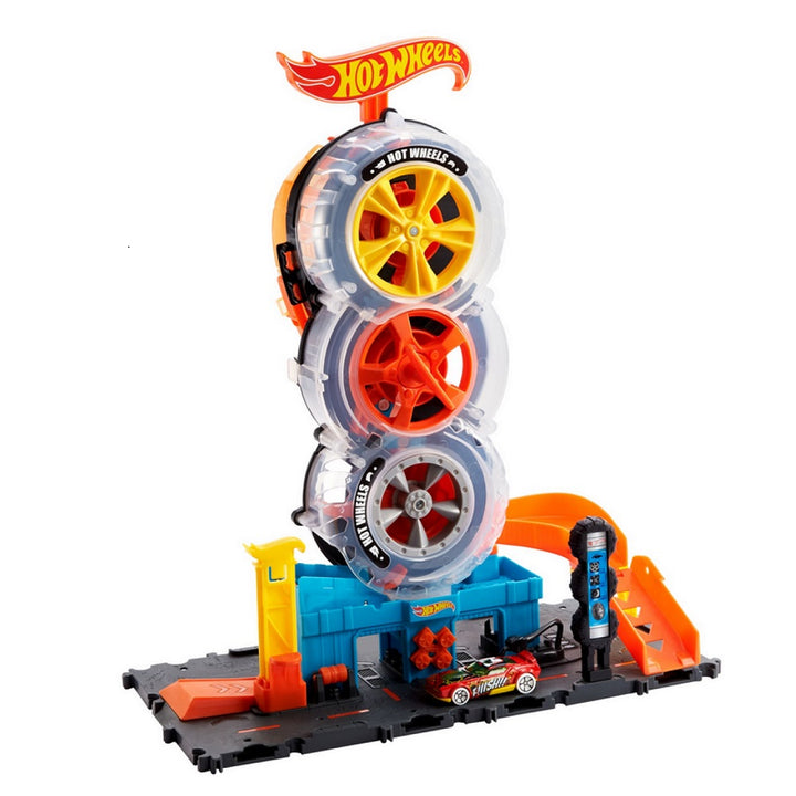 הוט ווילס חנות צמיגים טוויסט עם מסלול | Hot Wheels City Super Twist Tire Shop | מסלולים | פלאנט איקס | Planet X