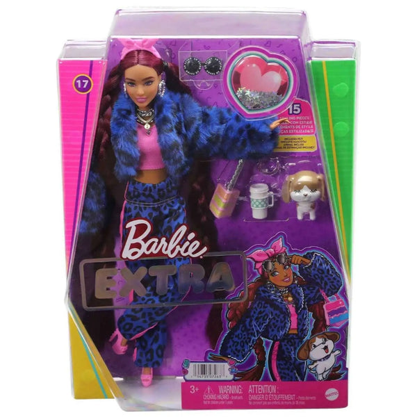 בובת ברבי אקסרה במעיל פרווה עם גור כלבים | Barbie Extra Doll in Furry Jacket with Puppy Pet