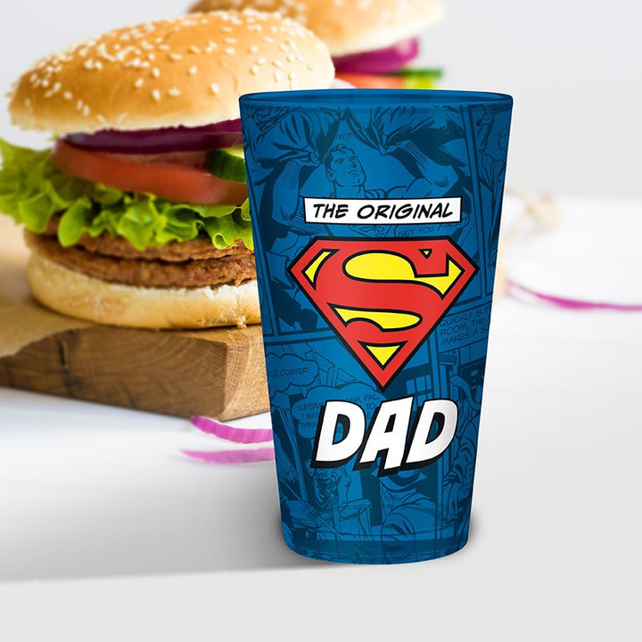 כוס זכוכית סופר אבא סופרמן 400 מ"ל | Superman The Original Super Dad Glass | ספלים וכוסות | פלאנט איקס | Planet X