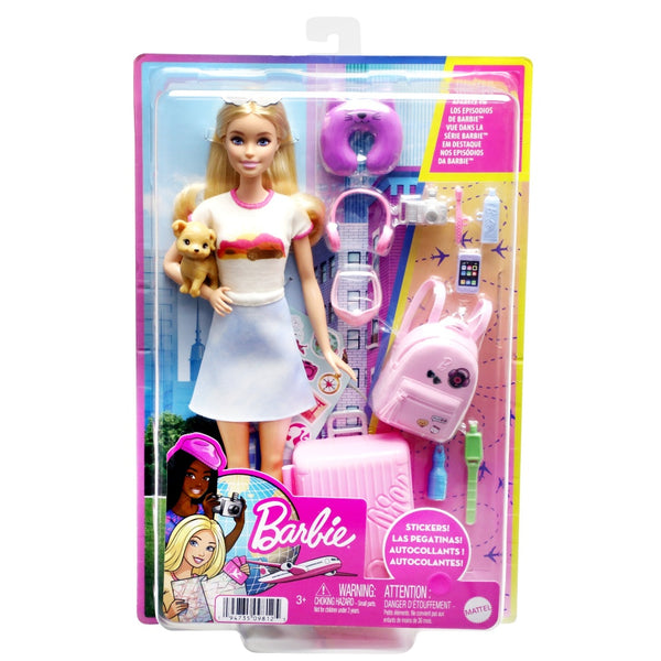 בובת ברבי מהדורת חופשה כולל אביזרים | Barbie Doll Travel Set with Puppy and Accessories