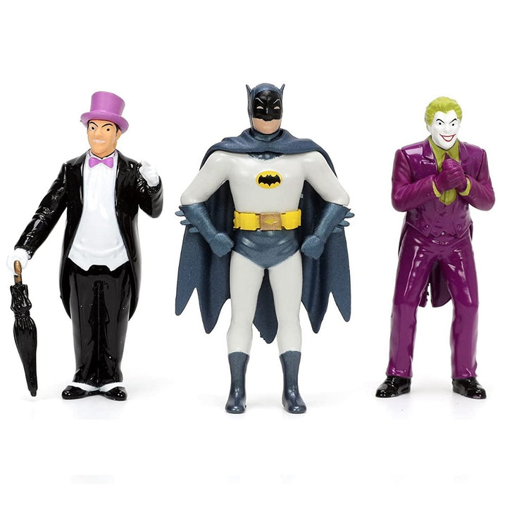 באטמוביל מהדורת הטלויזיה הקלאסית כולל דמויות באטמן, רובין, הג'וקר ופינגווין | Classic TV Series Batmobile With Batman, Robin, Penguin And The Joker 1:24 | רכבים | פלאנט איקס | Planet X