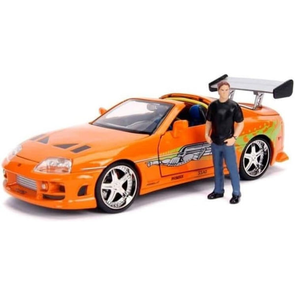 דגם מכונית טויוטה סופרה 1995 מהיר ועצבני כולל דמות בריאן אוקונר | Fast And Furious Brian's 1995 Toyota Supra With Brian O'Conner Figure