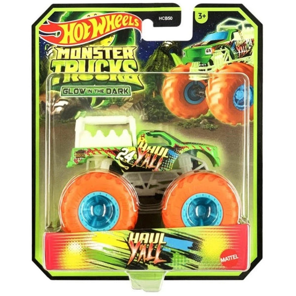 הוט ווילס מאנסטר טראק זוהר בחושך האול יול | Hot Wheels Monster Truck Glow in the Dark Haul Yall