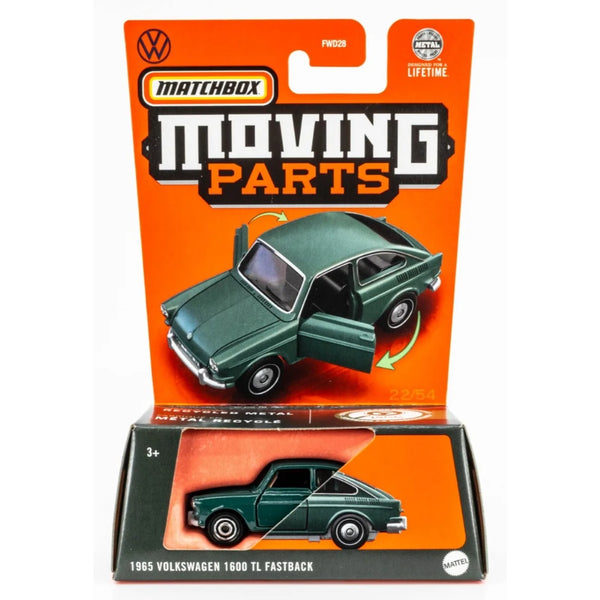 מאצ'בוקס פולקסווגן פאסטבק 1600 TL 1965 חלקים זזים | Matchbox Moving Parts 1965 Volkswagen 1600 TL Fastback