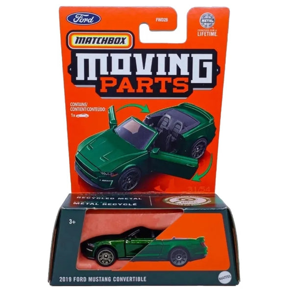 מאצ'בוקס פורד מוסטנג קבריולט 2019 חלקים זזים | Matchbox Moving Parts 2019 Ford Mustang Convertible