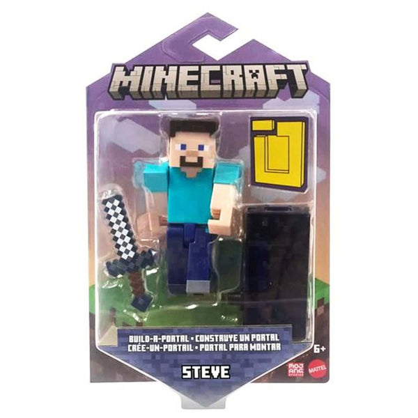 דמות מיינקראפט סטיב כולל אביזר פורטל | Minecraft Steve Build-a-portal Figure