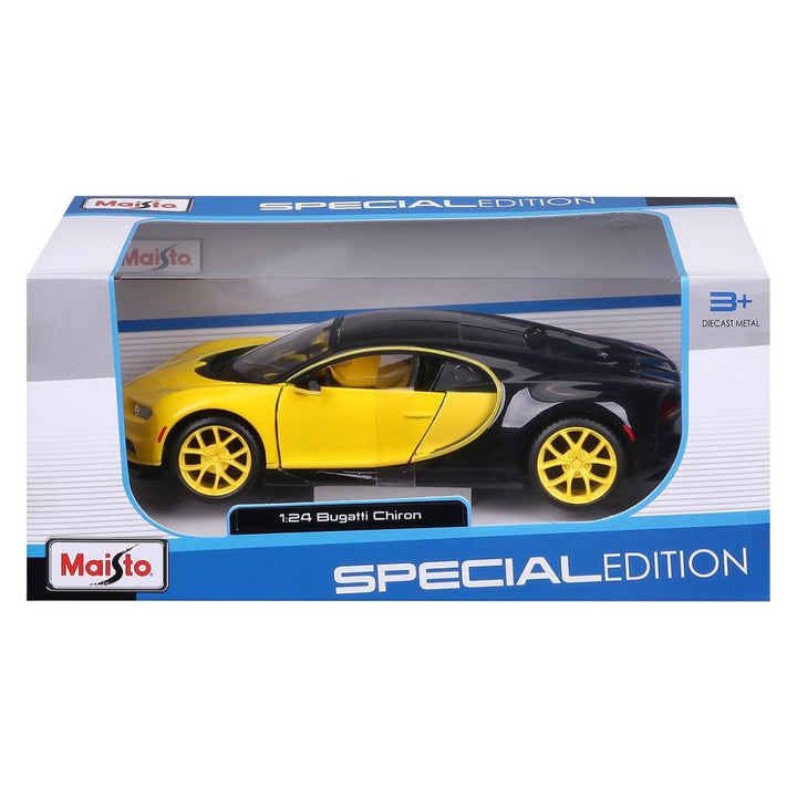 בוגאטי שירון צהוב\שחור 1:24 מהדורה מיוחדת | Bugatti Chiron Black And Yellow Maisto Special Edition 1:24 | רכבים | פלאנט איקס | Planet X