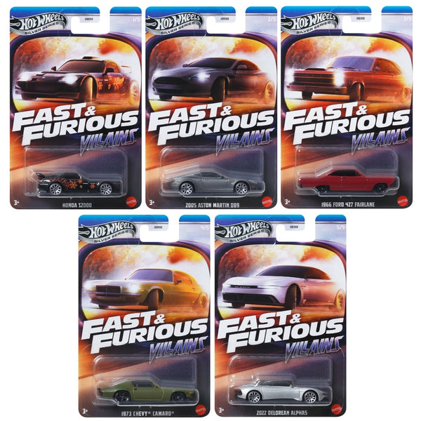 מכוניות הוט ווילס מהיר ועצבני נבלים סט מלא | Hot Wheels Fast & Furious Villains Full Set Silver Label Premium