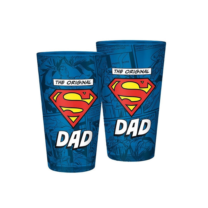 כוס זכוכית סופר אבא סופרמן 400 מ"ל | Superman The Original Super Dad Glass | ספלים וכוסות | פלאנט איקס | Planet X