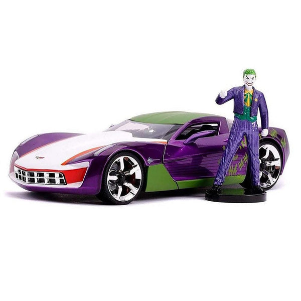 שברולט ג'וקר קורבט 2009 כולל דמות ג'וקר | The Joker And 2009 Chevy Corvette Stingray 1:24 | רכבים | פלאנט איקס | Planet X