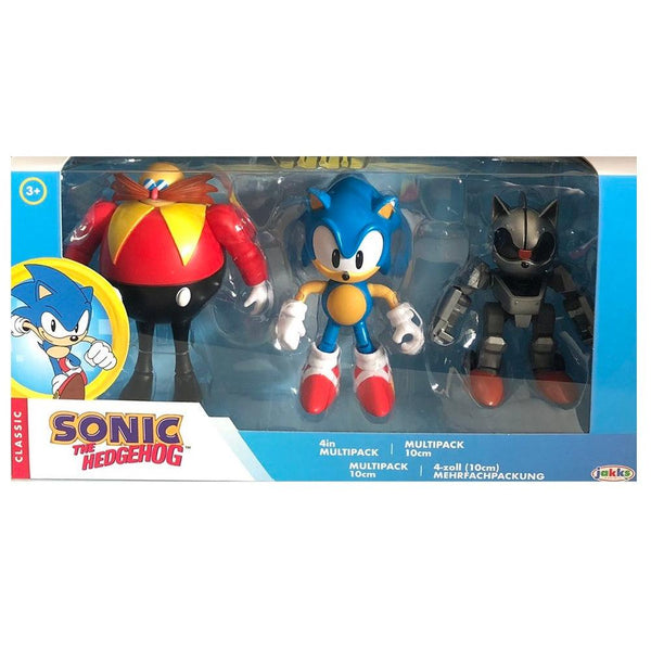 מארז 3 בובות סוניק הקיפוד 10 ס"מ - Classic Sonic The Hedgehog Multipack | דמויות וגיבורים | פלאנט איקס | Planet X