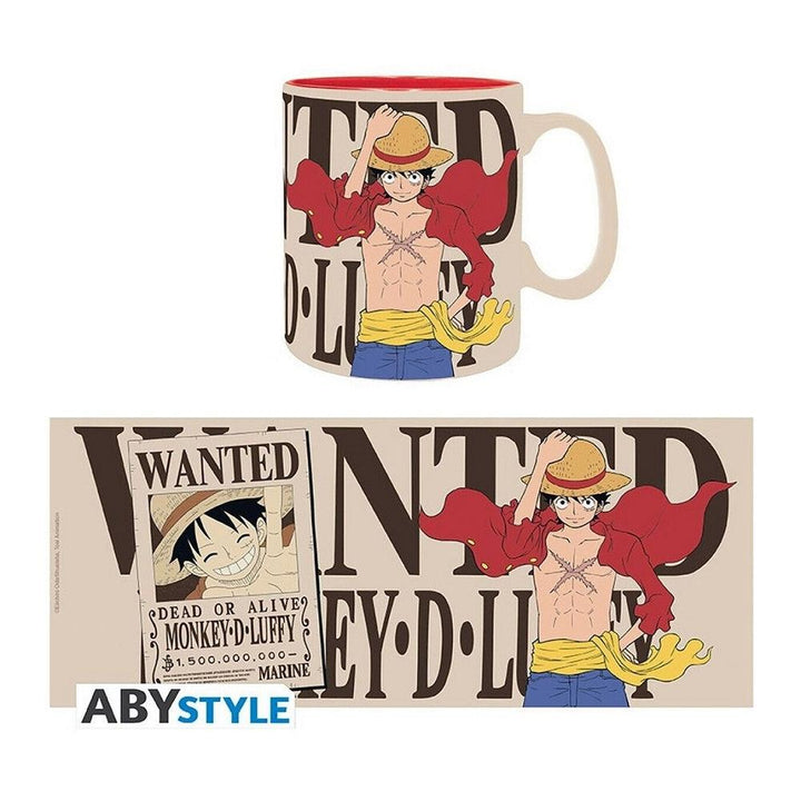 ספל לופי מבוקש וואן פיס 460 מ"ל | Luffy And Wanted One Piece Mug | ספלים וכוסות | פלאנט איקס | Planet X