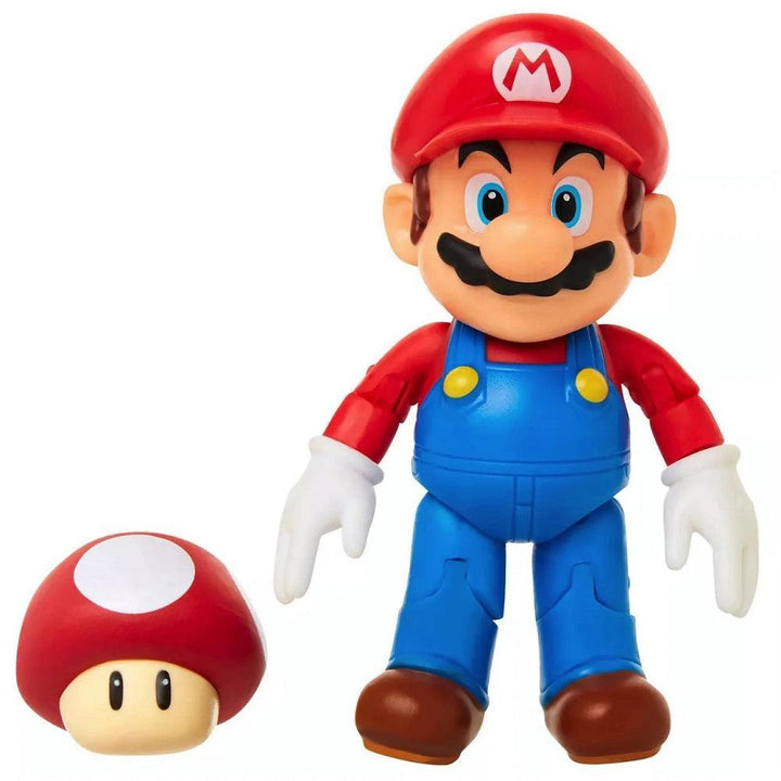 בובת סופר מריו 4 אינץ' כולל פטריה | Super Mario With Super Mushroom Jakks Pacific | דמויות וגיבורים | פלאנט איקס | Planet X