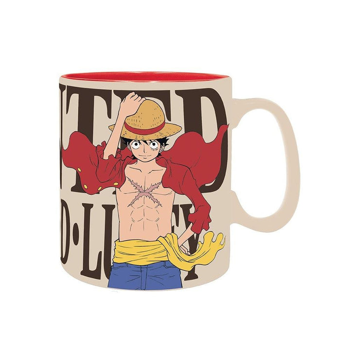 ספל לופי מבוקש וואן פיס 460 מ"ל | Luffy And Wanted One Piece Mug | ספלים וכוסות | פלאנט איקס | Planet X