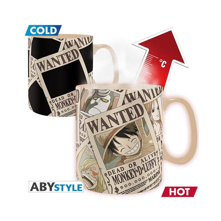 ספל פלא מחליף צבע וואן פיס מבוקש 460 מ"ל | One Piece Wanted Heat Change Mug | ספלים וכוסות | פלאנט איקס | Planet X