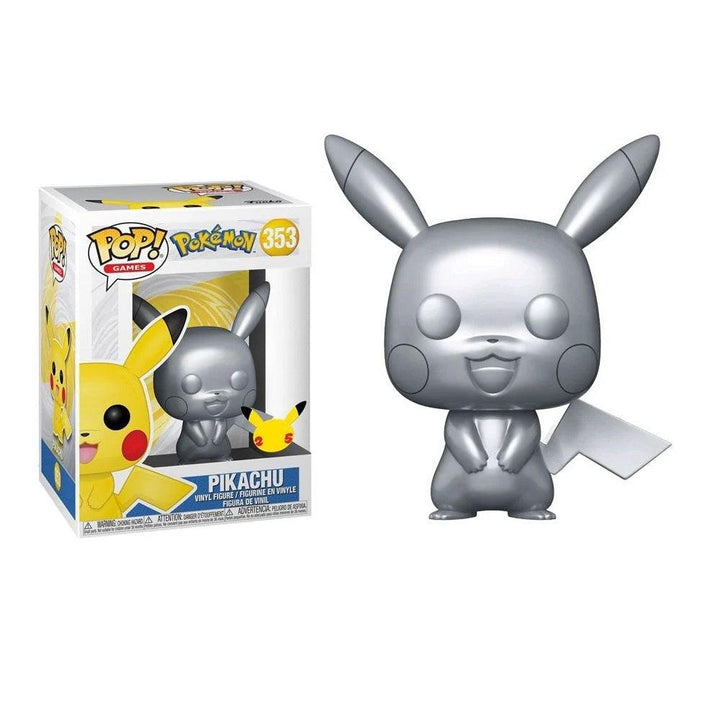 בובת פופ פיקאצ'ו כסוף מטאלי | Funko Pop Pikachu Metallic Silver 353 | בובת פופ | פלאנט איקס | Planet X